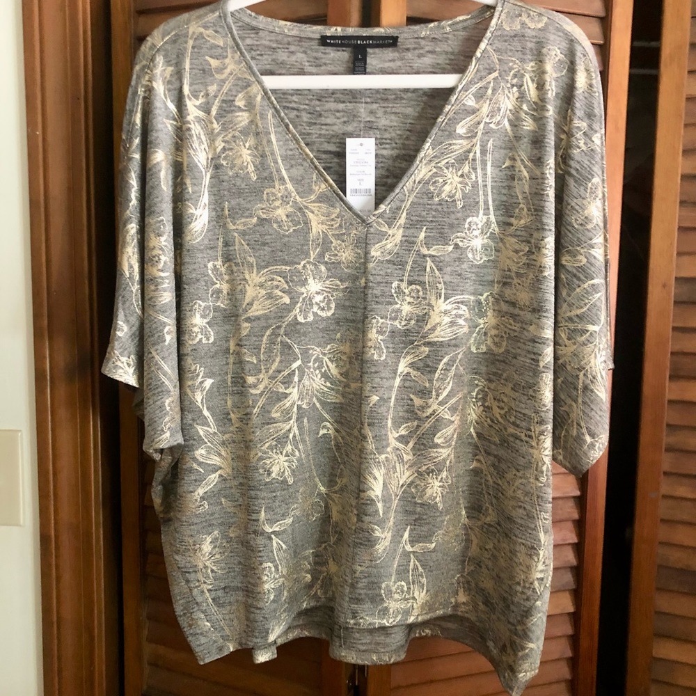 WHBM dolman foil top Sz L